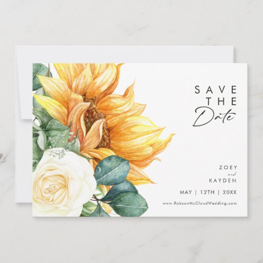 Fett Country Sunflower Script | Horizontal Save The Date (Vorderseite)