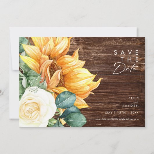 Fett Country Sunflower Script | Horizontal Save The Date (Vorderseite)