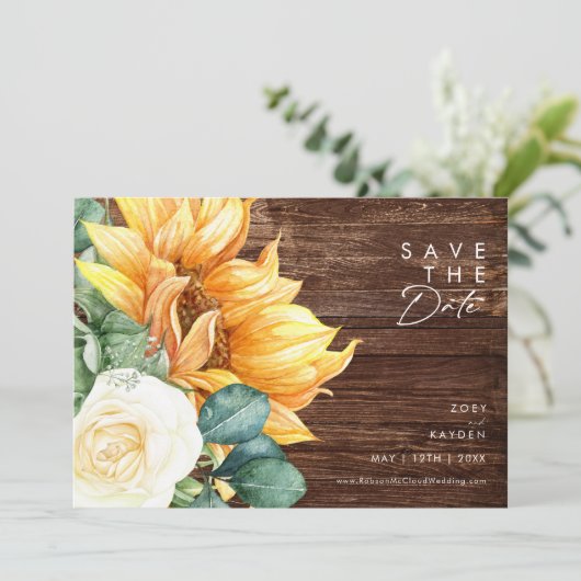 Fett Country Sunflower Script | Horizontal Save The Date (Stehend Vorderseite)