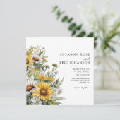 Fett Country Sunflower Wedding Einladung (Stehend Vorderseite)