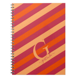 Fett Cranberry Rot, Orange und Peach Streifen Notizblock