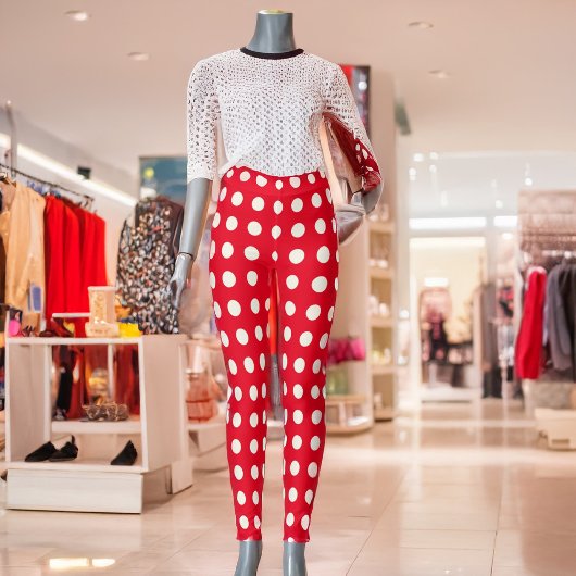 Fett cremiger weißer Polka hat jede Farbe Leggings