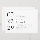 Fett Date Clean Minimal Elegante Moderne Hochzeit Einladung (Vorne/Hinten)