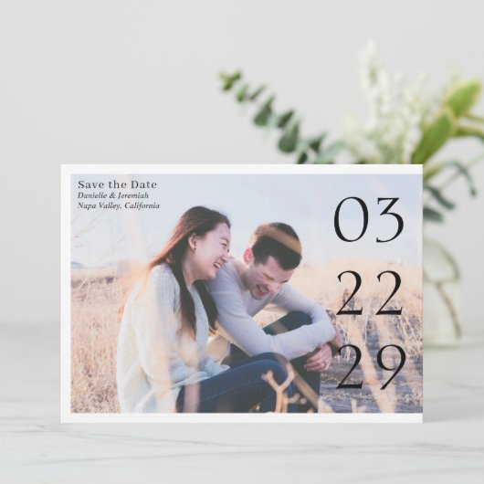 Fett Date Clean Minimal Elegante Moderne Hochzeit Save The Date (Stehend Vorderseite)