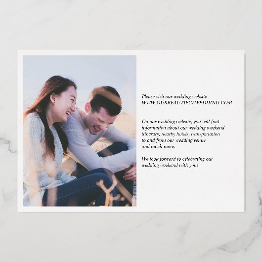 Fett Date Elegante Moderne Hochzeit speichern das  Folieneinladung (Rückseite)