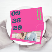 Fett Date Pink & Green Retro Foto Website Hochzeit Save The Date