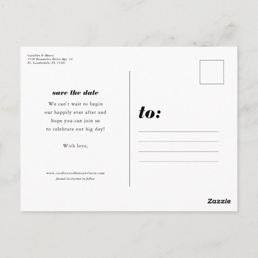 Fett Datumsblau Save the Date Foto Postkarte (Rückseite)