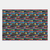 Fett Drilling Paint Pattern on Black Geschenkpapier Set (Vorderseite 3)