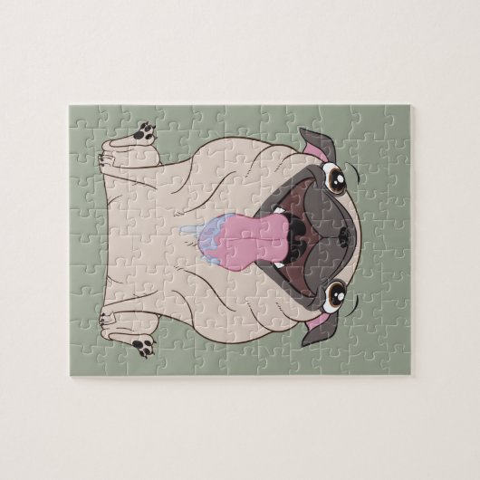 Fett Drooling Cartoon Mops Hund Puzzle (Horizontal)