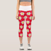 Fett Edelweiss Blumenmuster Rote Leggings (Vorderseite)