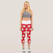 Fett Edelweiss Blumenmuster Rote Leggings (Vorderseite)
