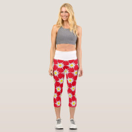 Fett Edelweiss Blumenmuster Rote Leggings