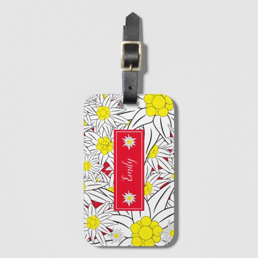 Fett Edelweiss Gepäckanhänger mit Namen (Vorderseite Vertikal)