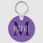 Fett Einfache Monogramm Initial- und Vorname Lila Schlüsselanhänger (Vorderseite)