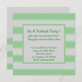 Fett einfache Streifen Grünes Potluck Party Einladung (Vorne/Hinten)