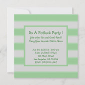 Fett einfache Streifen Grünes Potluck Party Einladung (Vorderseite)