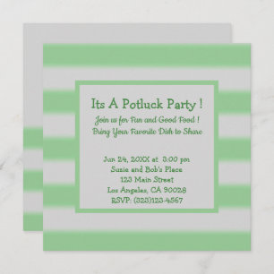 Fett einfache Streifen Grünes Potluck Party Einladung