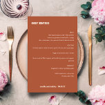 Fett einfaches Rostfallmenü mit benutzerdefinierte<br><div class="desc">Niedliches,  Minimalistisches Rostfallreklo-Menü mit benutzerdefiniertem Hochzeitsmenü</div>