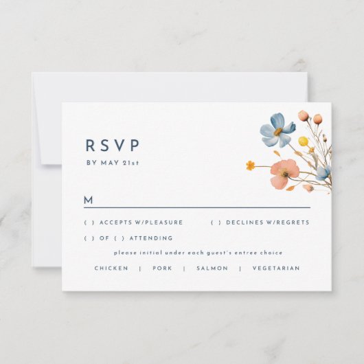 Fett elegante floral Wedding RSVP Response Card (Vorderseite)