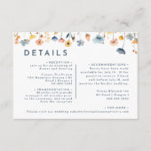 Fett elegante florale Hochzeitdetails Begleitkarte (Vorderseite)