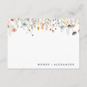 Fett elegante florale Hochzeitdetails Begleitkarte (Rückseite)