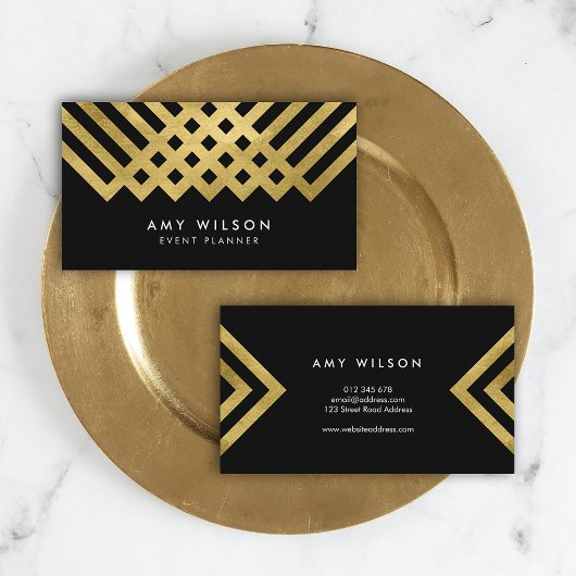 Fett elegante Schwarze Imitate Gold Geometric Visitenkarte