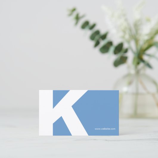 Fett erste Monogram Light Blue Business Card Visitenkarte (Stehend Vorderseite)