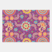 fett-Ethnisch-farbiges Parisley-Trio-Muster Geschenkpapier Set (Vorderseite 2)