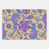 fett-Ethnisch-farbiges Parisley-Trio-Muster Geschenkpapier Set (Vorderseite)