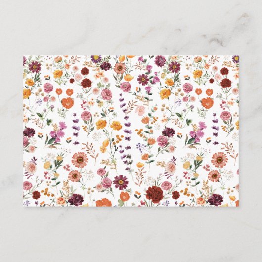 Fett Fall-Wildblume: Hochzeitsdetails QR-Code Begleitkarte (Rückseite)