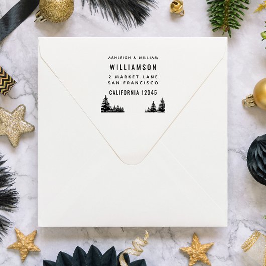 Fett familienfreundliche Typografie Pine Tree Rück Gummistempel