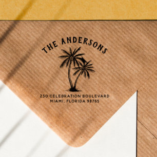Fett Familienname & Palm Trees Rücksendeadresse Permastempel
