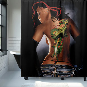 Fett Fantasy Drache Tattoo Frau Duschvorhang