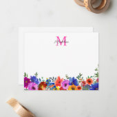 Fett Farbe Magentrosa Monogram Mitteilungskarte (Vorderseite/Rückseite Beispiel)