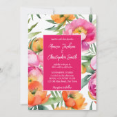 Fett Farben Rosa orangefarbene Pfingsteine Elegant Einladung (Vorderseite)