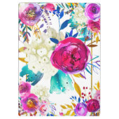 Fett farbenfroh hell Moderne florale Personalisier Klemmbrett (Rückseite)