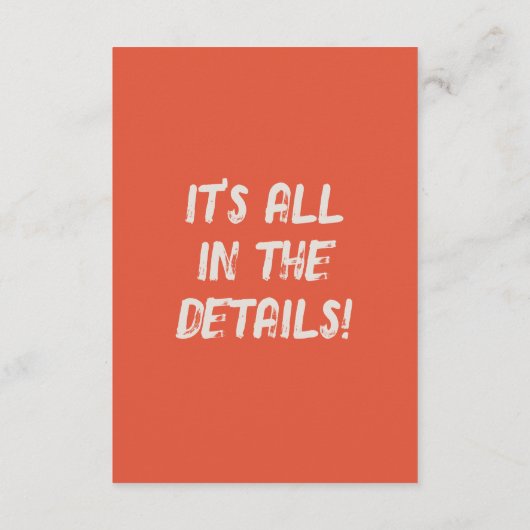 Fett farbenfroh Retro Bright Moderne Hochzeitsdeta Begleitkarte (Rückseite)