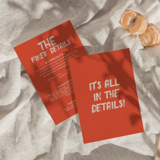 Fett farbenfroh Retro Bright Moderne Hochzeitsdeta Begleitkarte