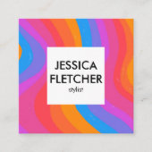 Fett farbenfrohe Kurven mit sozialen Symbolen Mini Quadratische Visitenkarte (Vorderseite)