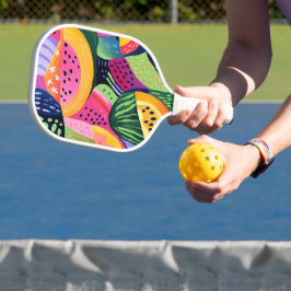 Fett farbenfrohe Melon Sommerfrüchte Malerei Pickleball Schläger