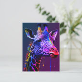 Fett farbenfrohe Regenbogen Giraffe Niedlich Zoo T Postkarte (Stehend Vorderseite)