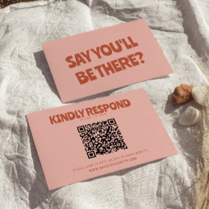 Fett farbenfrohe Retro-Bright Einzigartiger QR-Cod RSVP Karte