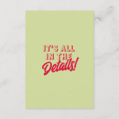 Fett farbenfrohe Retro Funky Modern Wedding Detail Begleitkarte (Rückseite)