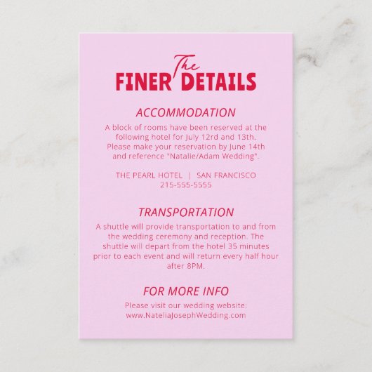 Fett farbenfrohe Retro Funky Modern Wedding Detail Begleitkarte (Vorderseite)