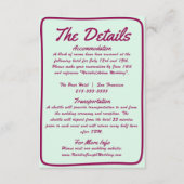 Fett farbenfrohe Retro Funky Modern Wedding Detail Begleitkarte (Vorderseite)