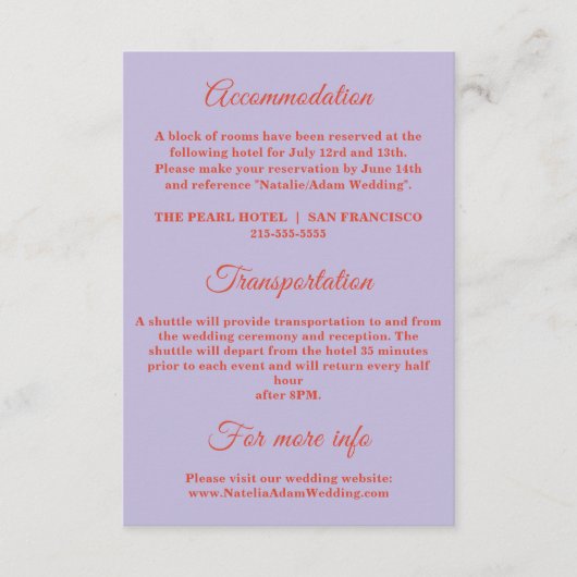 Fett farbenfrohe Retro Funky Modern Wedding Detail Begleitkarte (Vorderseite)