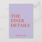 Fett farbenfrohe Retro Funky Modern Wedding Detail Begleitkarte (Rückseite)