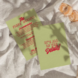 Fett farbenfrohe Retro Funky Modern Wedding Detail Begleitkarte