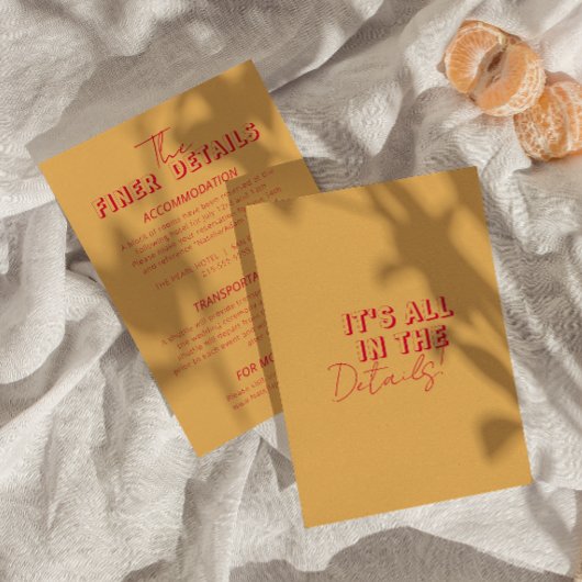 Fett farbenfrohe Retro Funky Modern Wedding Detail Begleitkarte