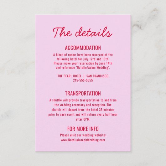 Fett farbenfrohe Retro Funky Modern Wedding Detail Begleitkarte (Vorderseite)